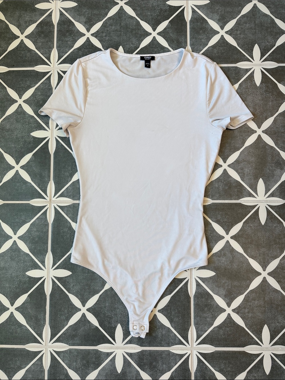 Express White Short-Sleeve Crewneck Bodysuit